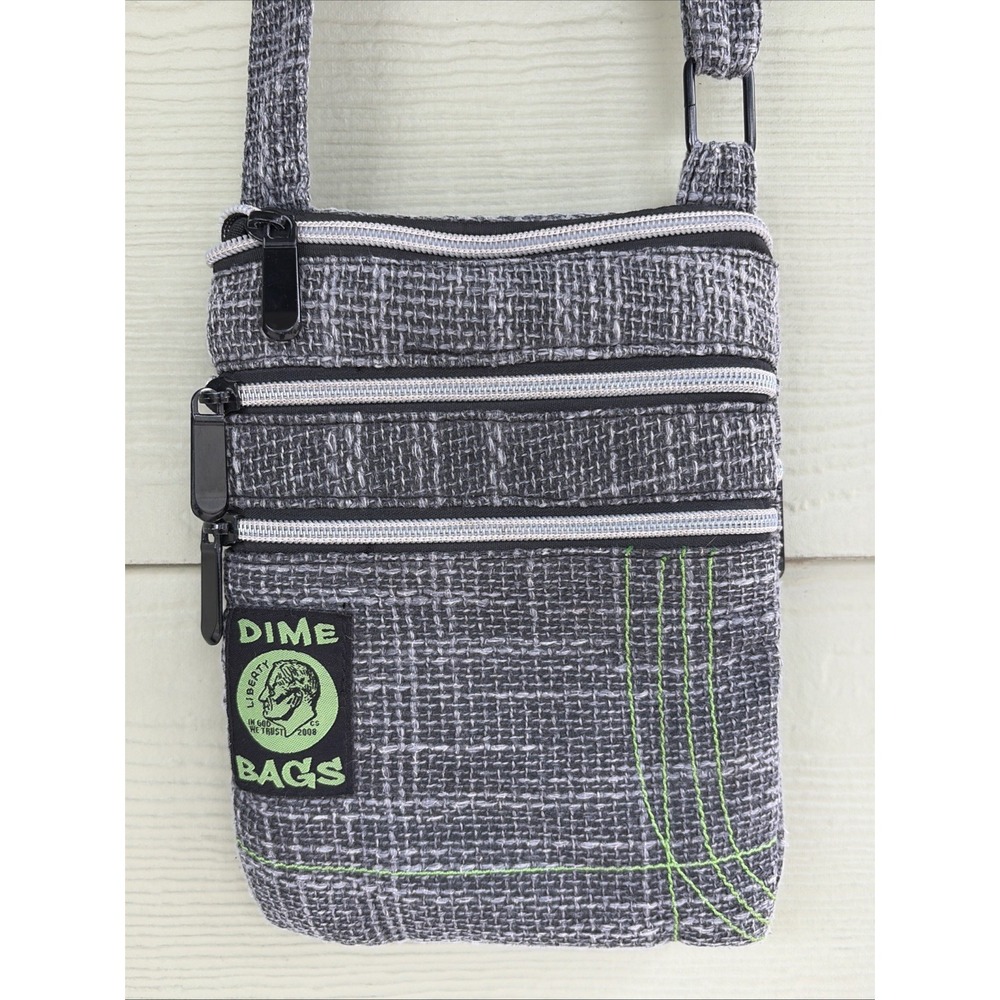 Dime Bags Gray Crossbody Hemp Purse Bag Smell Proof Stash Pocket Adult Accessory